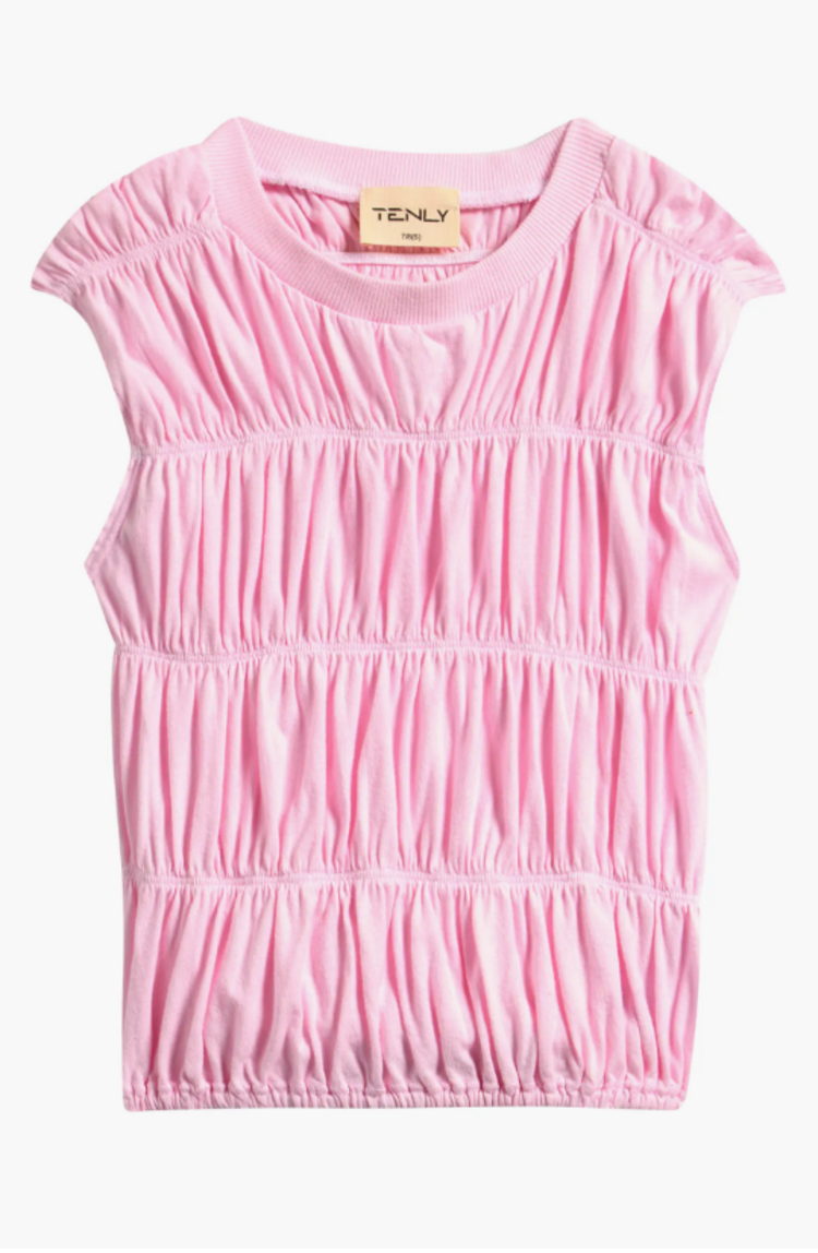 Tenly Pink Guava Tiered Smocked Tank