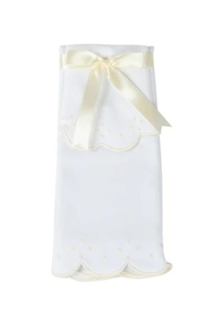 Proper Peony Scalloped Dot Bib And Burb Cloth Set