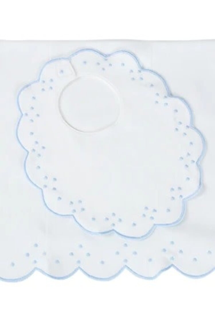 Proper Peony Scalloped Dot Bib And Burb Cloth Set
