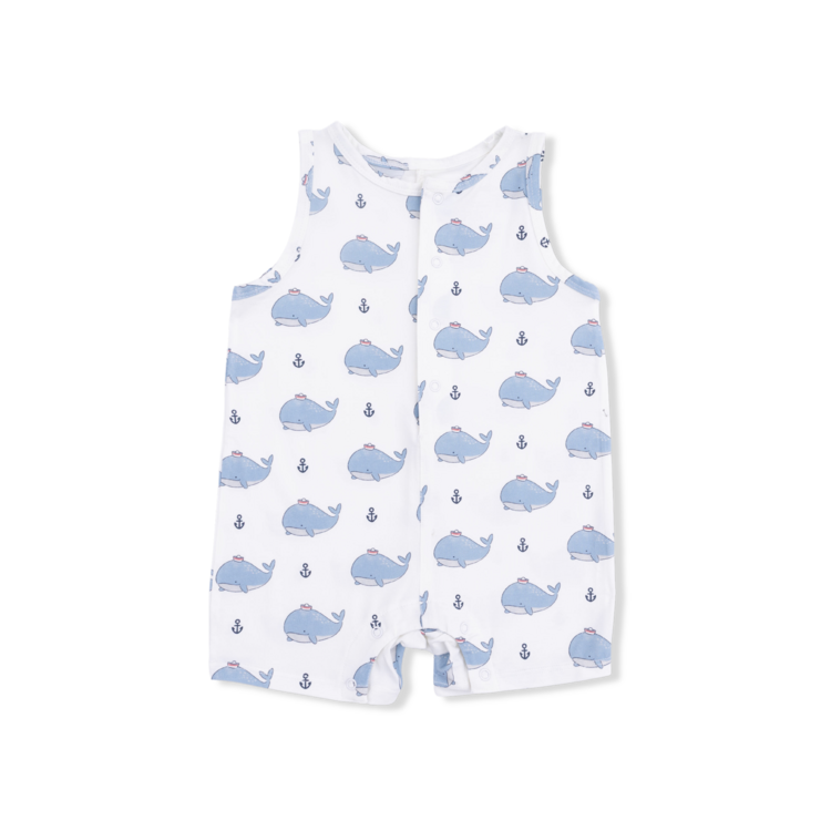 Angel Dear Blue Whales Shortie Romper