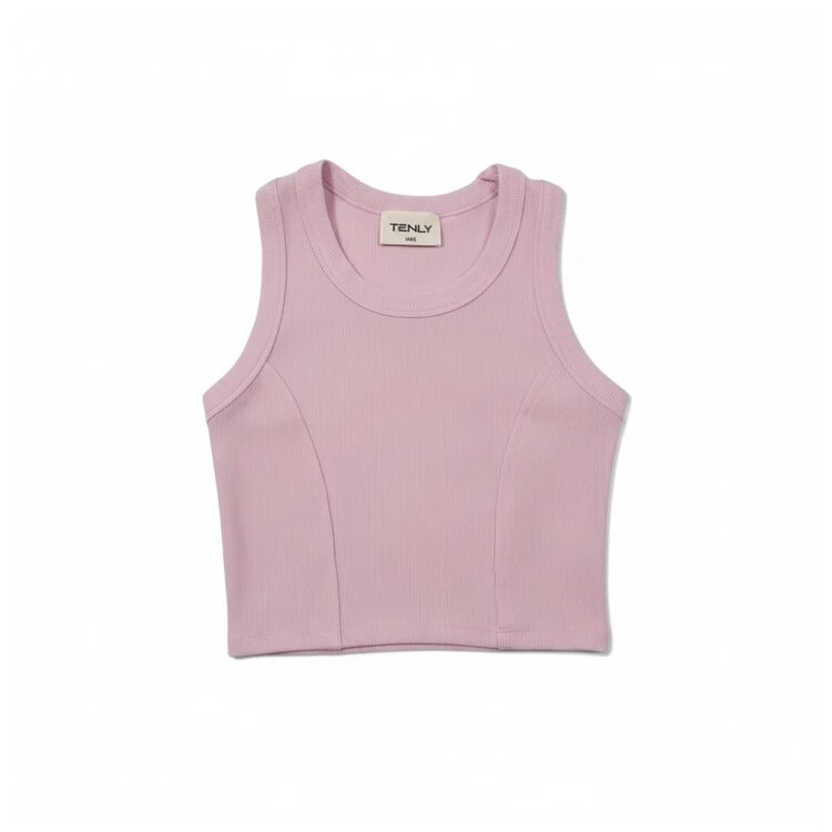 Tenly Rib Raw Edge Racer Tank Pink Guave