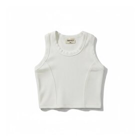 Tenly Ecru Rib Raw Edge Racer Tank