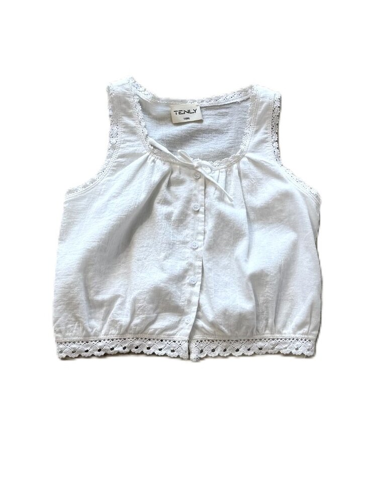 Tenly White Gauze Peasant Top