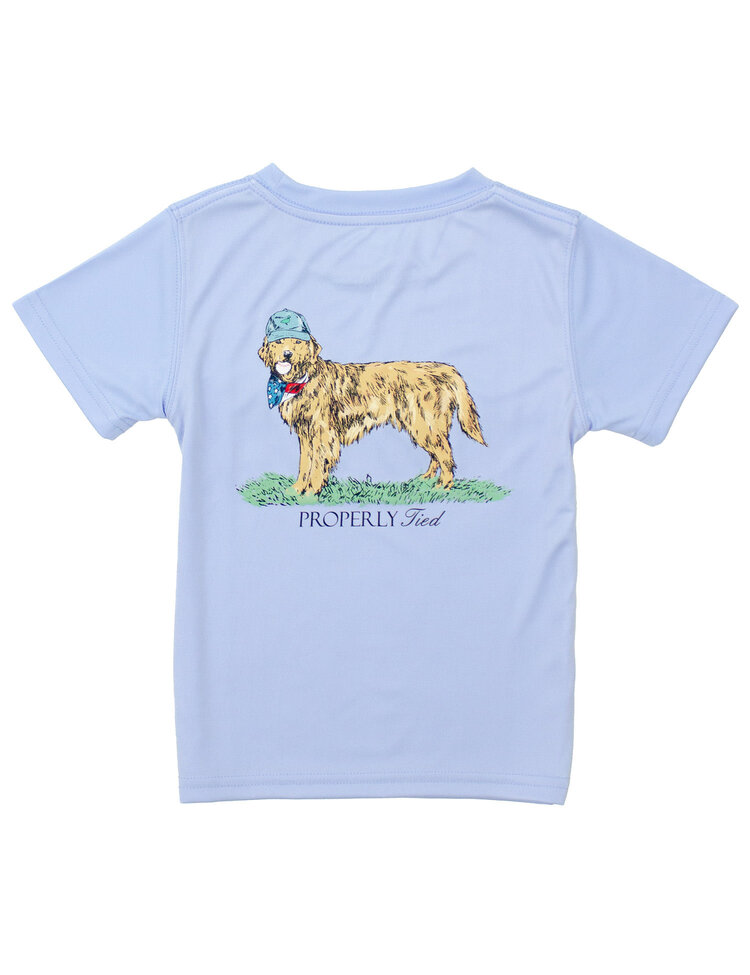 Properly Tied Blue Americana Pup Performance Tee