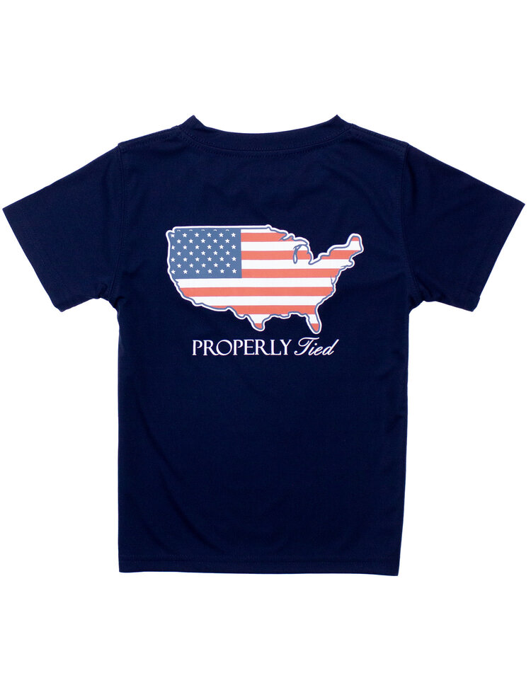 Properly Tied Blue Old Glory Performance Tee
