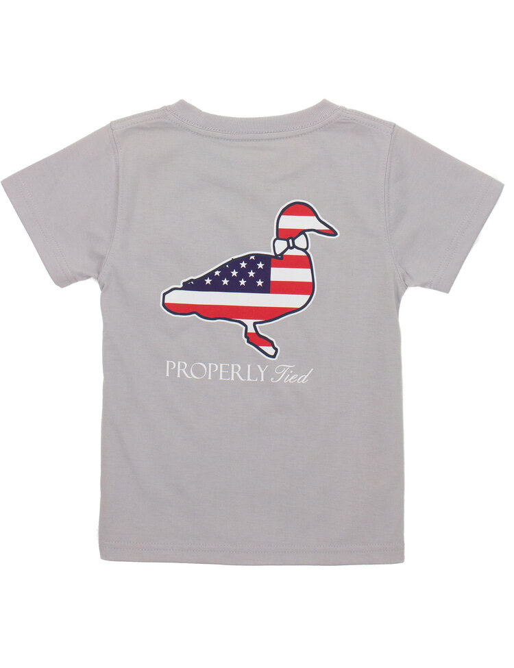 Properly Tied Grey Americana Logo Tee