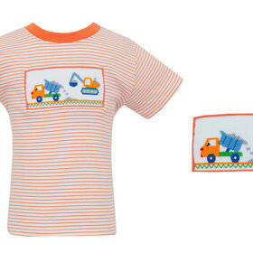 Anavini Orange Stripe Smocked Construction Shirt