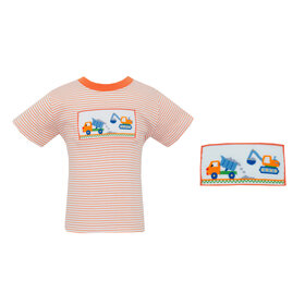 Anavini Orange Stripe Smocked Construction Shirt