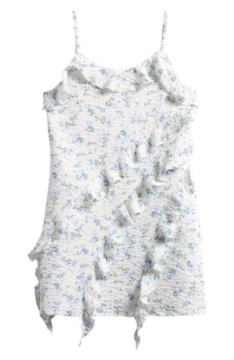 Ava & Yelly Blue Floral Ruffle Dress