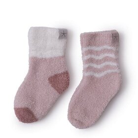 Barefoot Dreams Dusty Rose Baby Stripe Sock Set