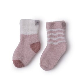 Barefoot Dreams Dusty Rose Baby Stripe Sock Set
