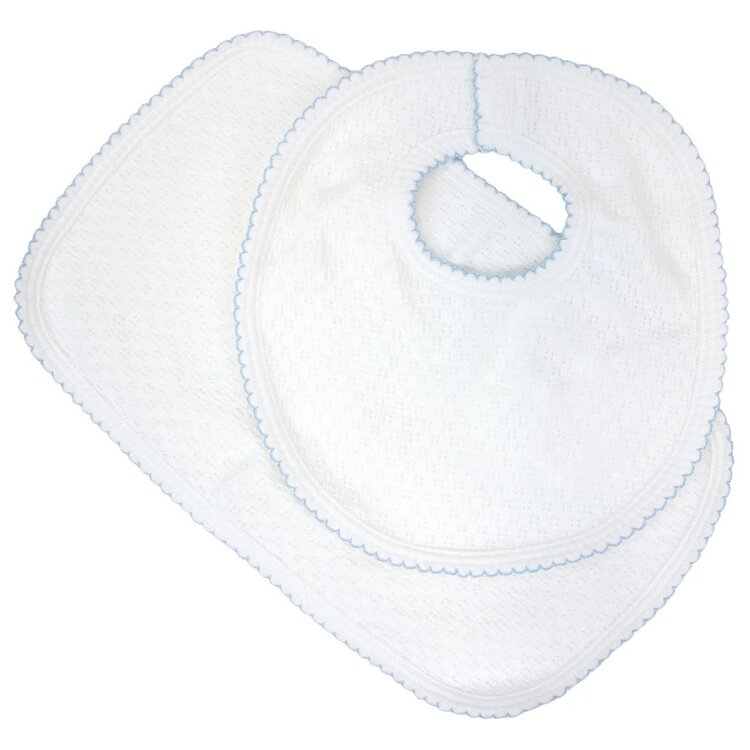 Paty White Bib & Burp Set