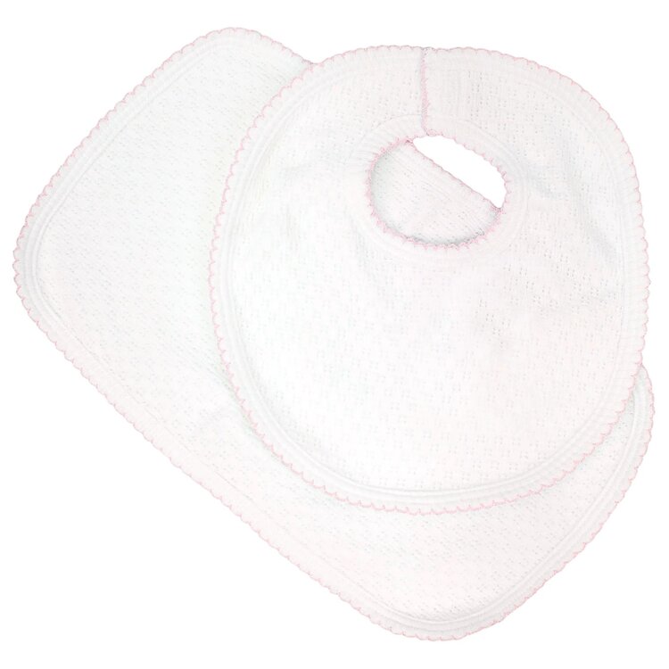 Paty White Bib & Burp Set