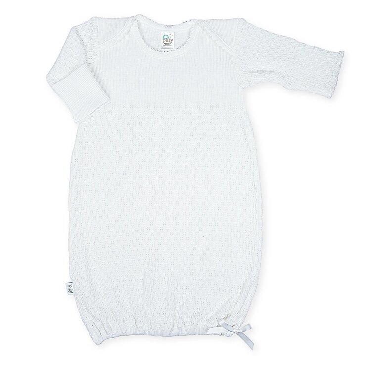 Paty White LS Day Gown