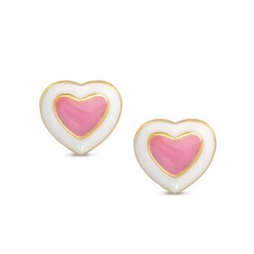 Lily Nily Pink/White Heart Earrings