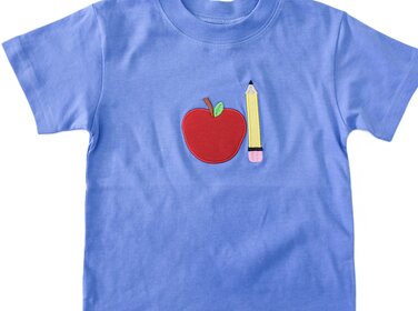 Luigi Kids Blue Apple & Pencil Shirt