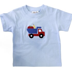Luigi Kids Blue Apple & Pencil In Dump Truck Shirt