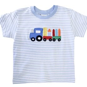 Luigi Kids Blue Stripe Train w/School Supplies Shirt