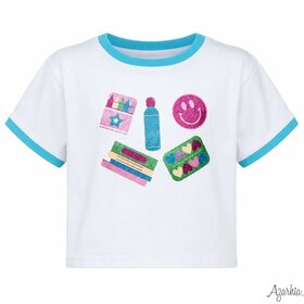 Azarhia White Glitter School Elements Boxy Tee