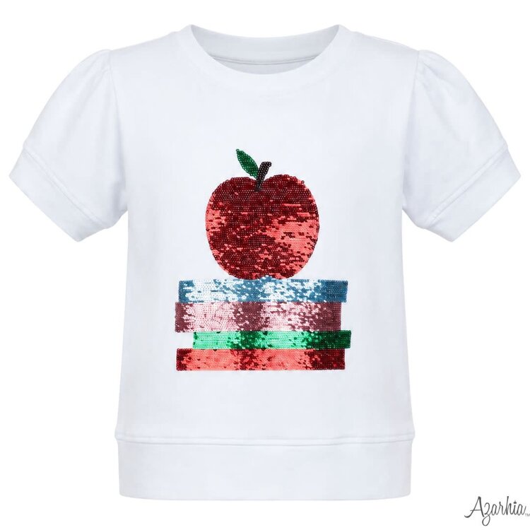Azarhia White Sequin Apple SS Sweatshirt