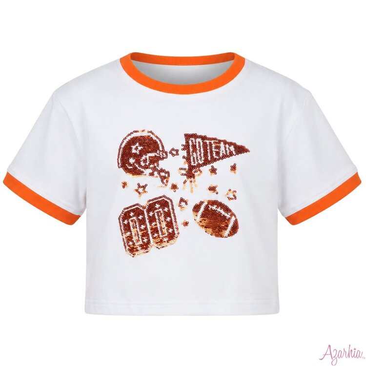 Azarhia Sequin Football Elements Boxy Tee