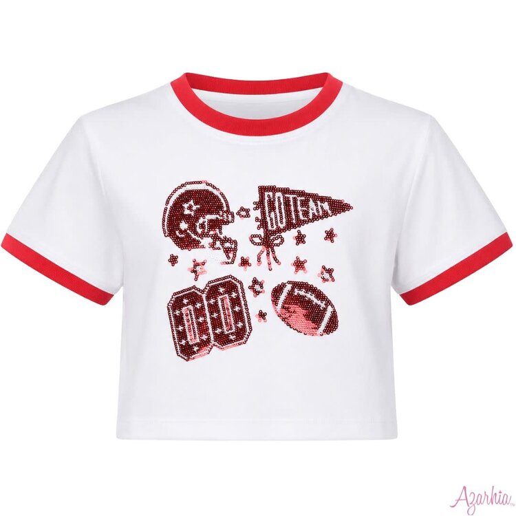 Azarhia Sequin Football Elements Boxy Tee