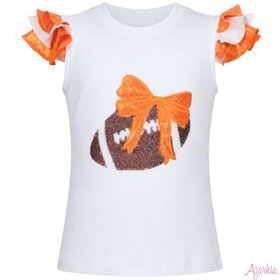 Azarhia Sequin Football Ruffle Sleeve Top