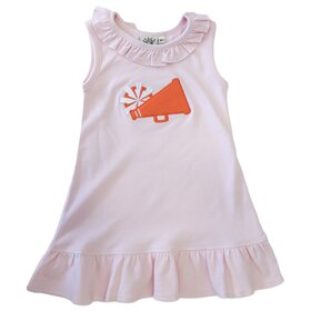 Luigi Kids Pink Ruffle Dress w/Orange Megaphone & Pom Pom
