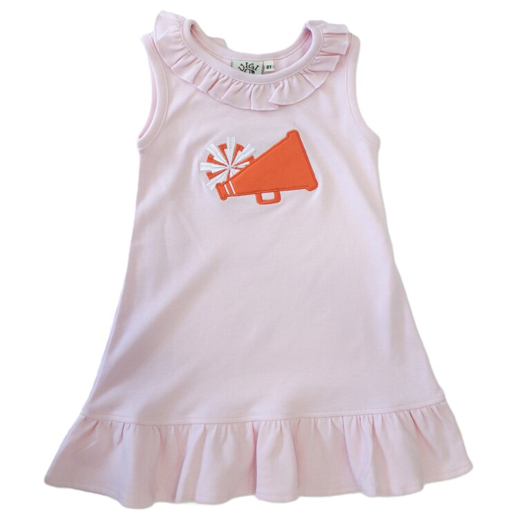 Luigi Kids Pink Ruffle Dress w/Orange Megaphone & Pom Pom