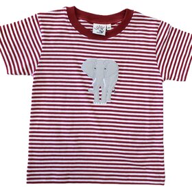 Luigi Kids Burgandy Stripe Elephant Tee