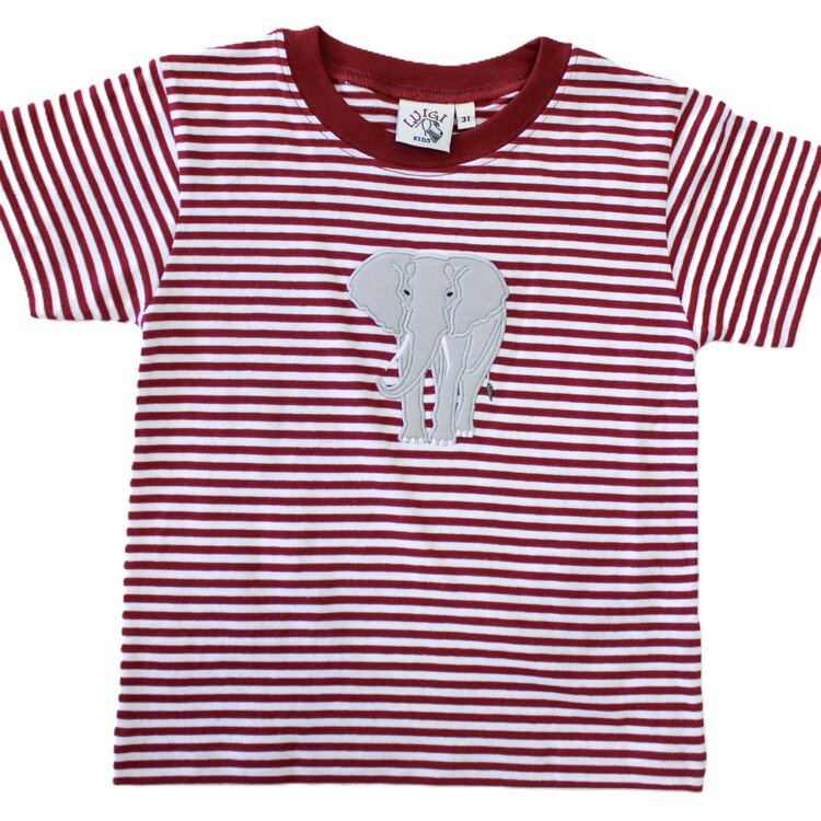 Luigi Kids Burgandy Stripe Elephant Tee