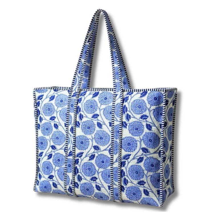 Large Quilted Tote Bag Floral