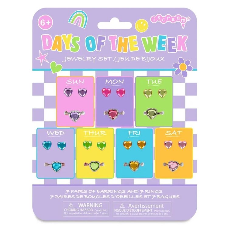 Iscream Days of the Week Stick on Earrings & Rings