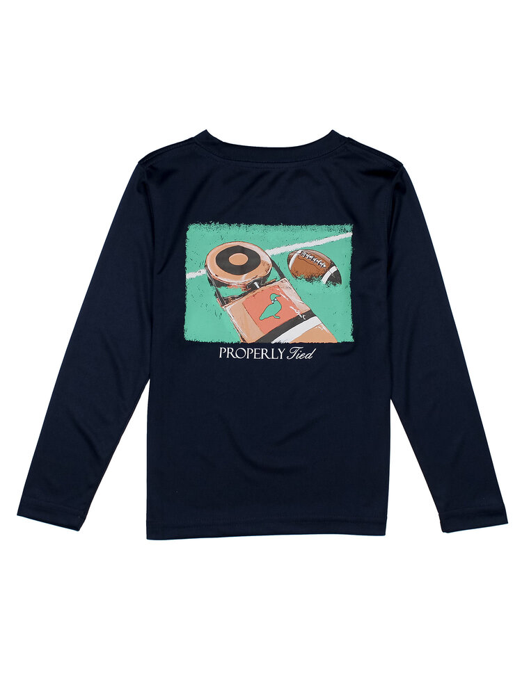 Properly Tied River Blue First Down LS Perf Shirt