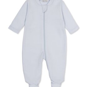 Kissy Kissy Blue Herringbone Jacquard Zip Footie