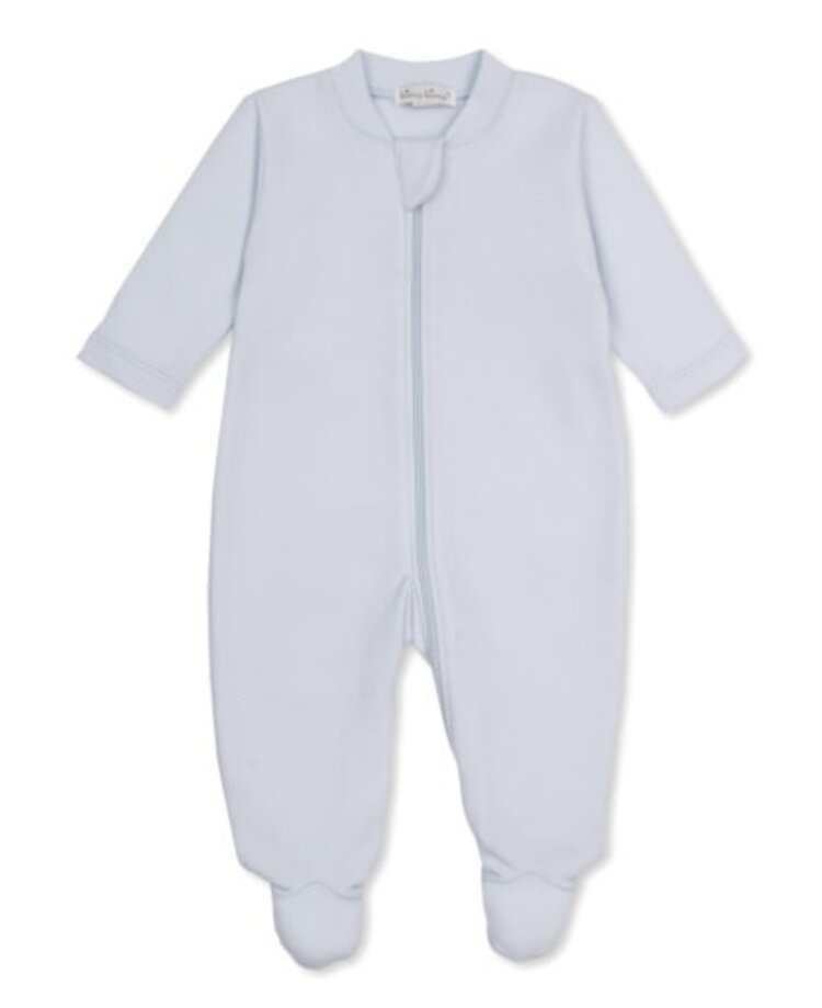 Kissy Kissy Blue Herringbone Jacquard Zip Footie