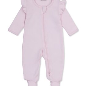 Kissy Kissy Pink Herringbone Jacquard Ruffle Zip Footie