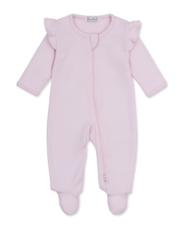 Kissy Kissy Pink Herringbone Jacquard Ruffle Zip Footie