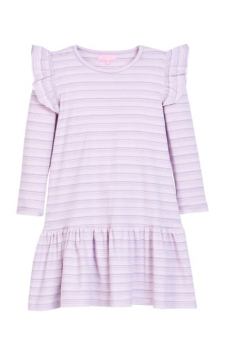 Bisby Sadie T-Shirt Dress - Lavender Sparkle Stripe