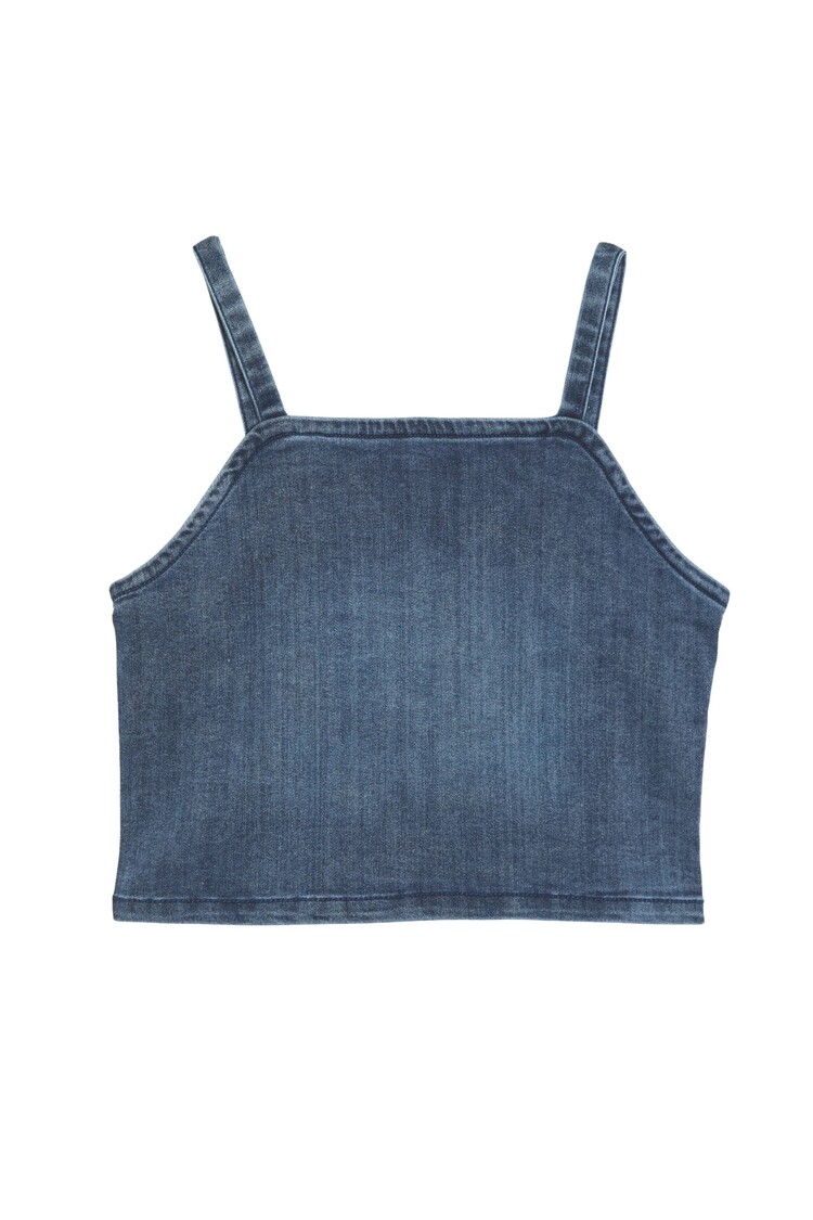 Tractr Denim Stretch Strap Top