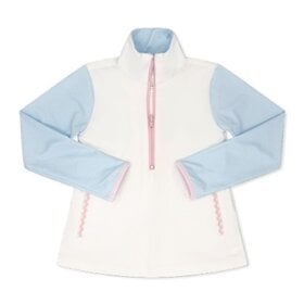 Set Fashions Heather Half Zip Pure Cocnut Cotton/Candy Blue Ging