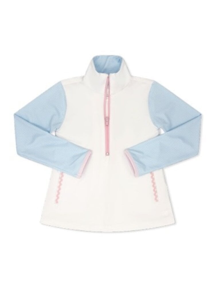 Set Fashions Heather Half Zip Pure Cocnut Cotton/Candy Blue Ging