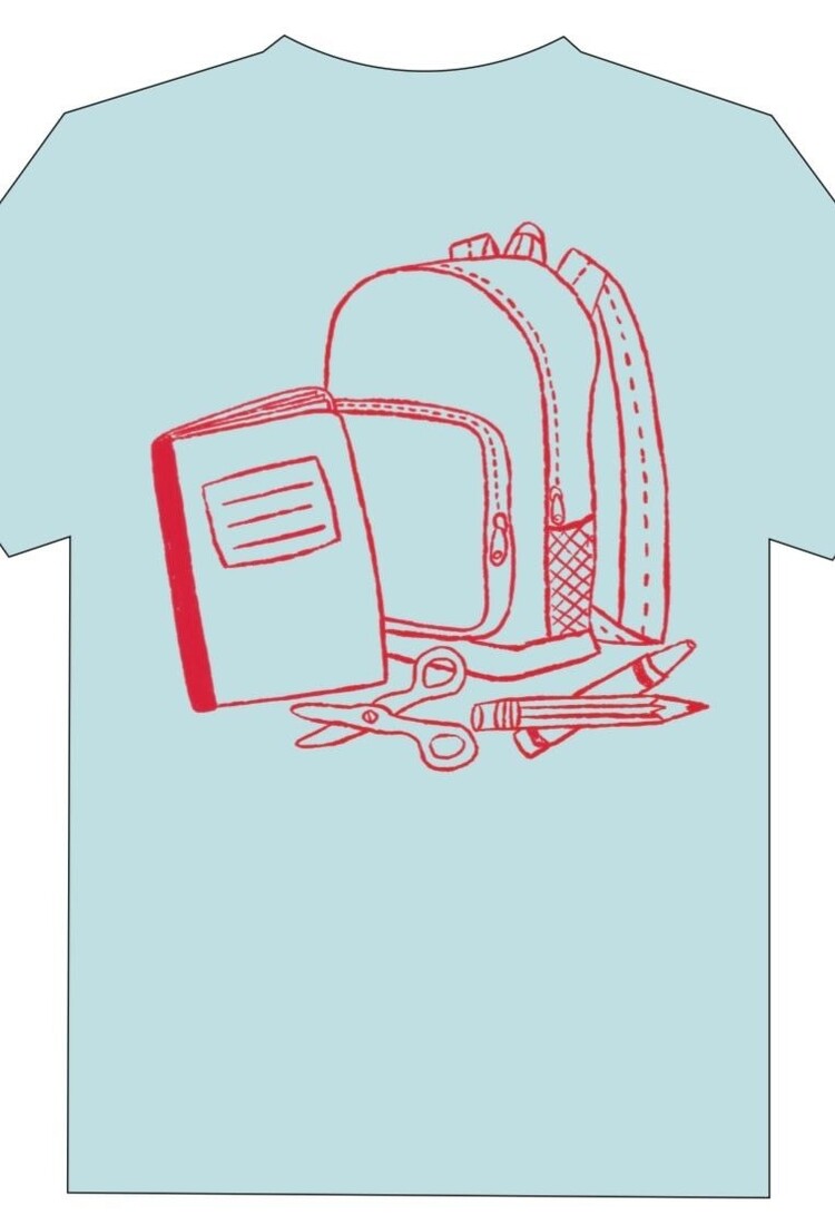 Mustard & Ketchup Light Blue Backpack T-Shirt