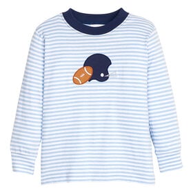 Little English Blue Stripe Football Helmet LS Shirt