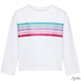 Azarhia Glitter Fall Lines White LS Boxy Tee