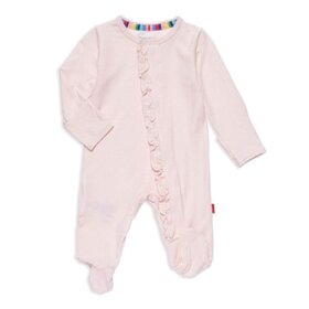 Magnetic  Me Pink Pin Dot Ruffle Footie