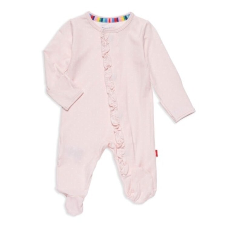 Magnetic  Me Pink Pin Dot Ruffle Footie