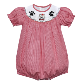 Remember Nguyen Red Check Bulldog Smocked Bishop Bubble