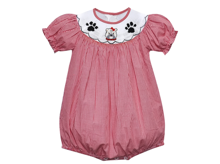 Remember Nguyen Red Check Bulldog Smocked Bishop Bubble