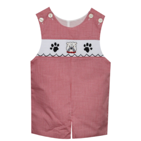 Remember Nguyen Red Check Bulldog Smocked Shortall